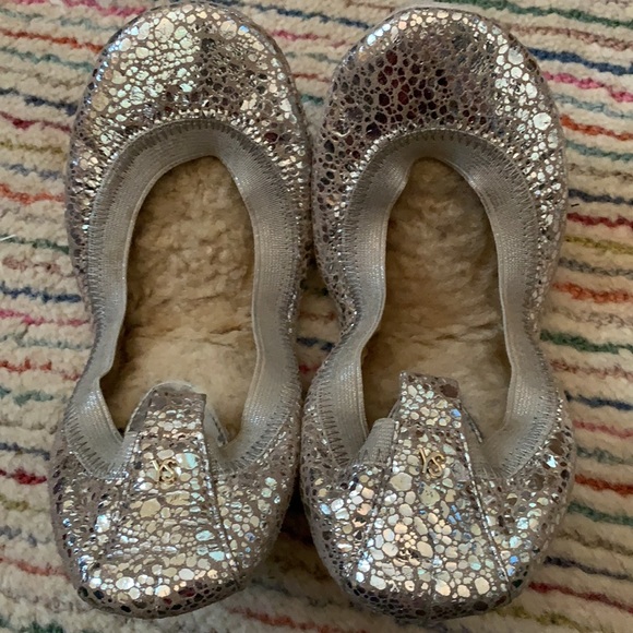 Yosi Samra Crackle Fur Lined Foldable Ballet Flat